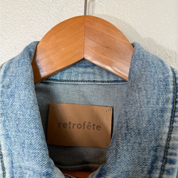 REVOLVE Retrofete Lema Denim dress Western Puff Sleeve size Medium H28 - Picture 10 of 13